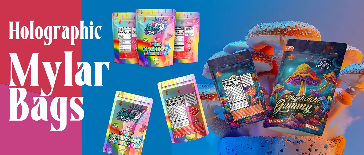 Custom Holographic Mylar Bags Custom Holographic Mylar Bags